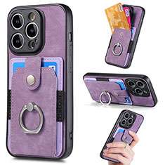 Custodia Silicone Ultra Sottile Morbida Cover con Magnetico S02D per Apple iPhone 14 Pro Viola