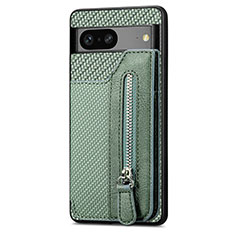 Custodia Silicone Ultra Sottile Morbida Cover con Magnetico S02D per Google Pixel 7a 5G Verde