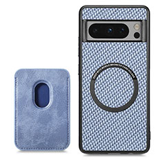 Custodia Silicone Ultra Sottile Morbida Cover con Magnetico S02D per Google Pixel 8 Pro 5G Blu