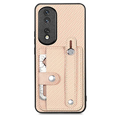 Custodia Silicone Ultra Sottile Morbida Cover con Magnetico S02D per Huawei Honor 80 Pro 5G Oro