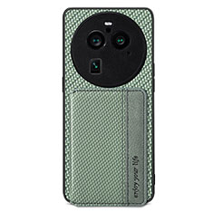 Custodia Silicone Ultra Sottile Morbida Cover con Magnetico S02D per Oppo Find X6 5G Verde