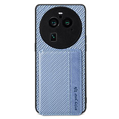 Custodia Silicone Ultra Sottile Morbida Cover con Magnetico S02D per Oppo Find X6 Pro 5G Blu