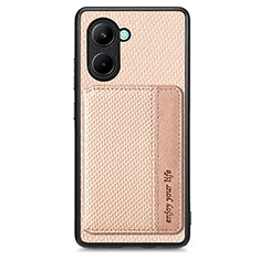 Custodia Silicone Ultra Sottile Morbida Cover con Magnetico S02D per Realme C33 (2023) Oro