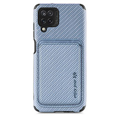 Custodia Silicone Ultra Sottile Morbida Cover con Magnetico S02D per Samsung Galaxy A12 Nacho Blu