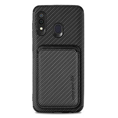 Custodia Silicone Ultra Sottile Morbida Cover con Magnetico S02D per Samsung Galaxy A30 Nero