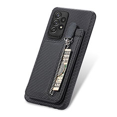 Custodia Silicone Ultra Sottile Morbida Cover con Magnetico S02D per Samsung Galaxy A52 4G Nero