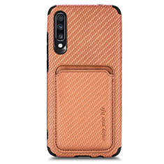 Custodia Silicone Ultra Sottile Morbida Cover con Magnetico S02D per Samsung Galaxy A70S Marrone