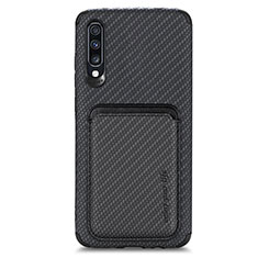 Custodia Silicone Ultra Sottile Morbida Cover con Magnetico S02D per Samsung Galaxy A70S Nero