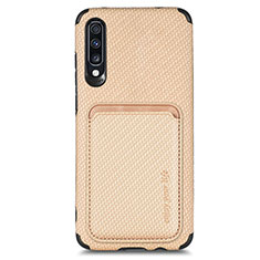 Custodia Silicone Ultra Sottile Morbida Cover con Magnetico S02D per Samsung Galaxy A70S Oro