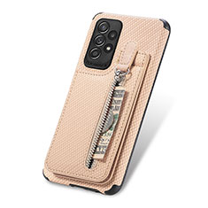 Custodia Silicone Ultra Sottile Morbida Cover con Magnetico S02D per Samsung Galaxy A72 5G Oro