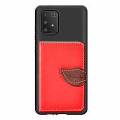 Custodia Silicone Ultra Sottile Morbida Cover con Magnetico S02D per Samsung Galaxy A91 Rosso