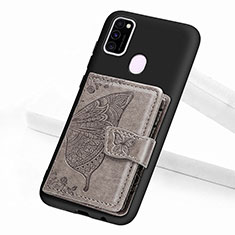 Custodia Silicone Ultra Sottile Morbida Cover con Magnetico S02D per Samsung Galaxy M21 Grigio