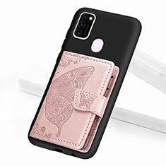 Custodia Silicone Ultra Sottile Morbida Cover con Magnetico S02D per Samsung Galaxy M30s Rosa