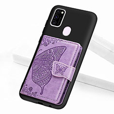 Custodia Silicone Ultra Sottile Morbida Cover con Magnetico S02D per Samsung Galaxy M30s Viola