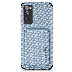Custodia Silicone Ultra Sottile Morbida Cover con Magnetico S02D per Samsung Galaxy S20 FE 4G Blu