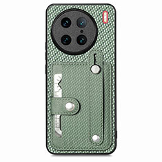 Custodia Silicone Ultra Sottile Morbida Cover con Magnetico S02D per Vivo X90 Pro 5G Verde