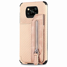 Custodia Silicone Ultra Sottile Morbida Cover con Magnetico S02D per Xiaomi Poco X3 Oro