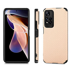 Custodia Silicone Ultra Sottile Morbida Cover con Magnetico S02D per Xiaomi Poco X4 NFC Oro