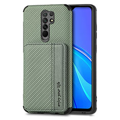 Custodia Silicone Ultra Sottile Morbida Cover con Magnetico S02D per Xiaomi Redmi 9 Verde