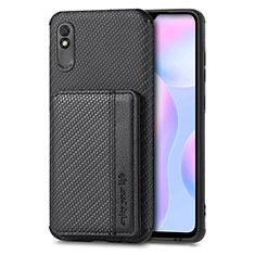 Custodia Silicone Ultra Sottile Morbida Cover con Magnetico S02D per Xiaomi Redmi 9AT Nero