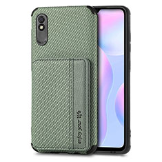 Custodia Silicone Ultra Sottile Morbida Cover con Magnetico S02D per Xiaomi Redmi 9AT Verde