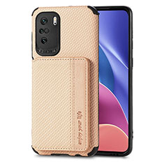 Custodia Silicone Ultra Sottile Morbida Cover con Magnetico S02D per Xiaomi Redmi K40 Pro 5G Oro