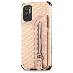 Custodia Silicone Ultra Sottile Morbida Cover con Magnetico S02D per Xiaomi Redmi Note 10 5G Oro