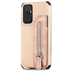 Custodia Silicone Ultra Sottile Morbida Cover con Magnetico S02D per Xiaomi Redmi Note 10 Pro 4G Oro