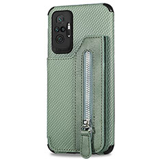 Custodia Silicone Ultra Sottile Morbida Cover con Magnetico S02D per Xiaomi Redmi Note 10 Pro 4G Verde