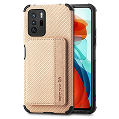 Custodia Silicone Ultra Sottile Morbida Cover con Magnetico S02D per Xiaomi Redmi Note 10 Pro 5G Oro