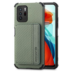 Custodia Silicone Ultra Sottile Morbida Cover con Magnetico S02D per Xiaomi Redmi Note 10 Pro 5G Verde