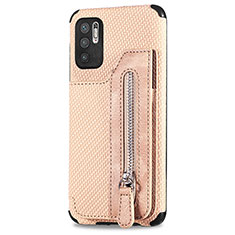 Custodia Silicone Ultra Sottile Morbida Cover con Magnetico S02D per Xiaomi Redmi Note 10T 5G Oro