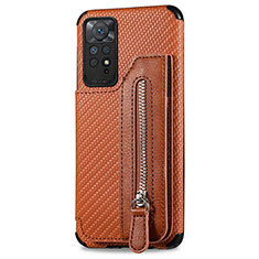 Custodia Silicone Ultra Sottile Morbida Cover con Magnetico S02D per Xiaomi Redmi Note 11 4G (2022) Marrone