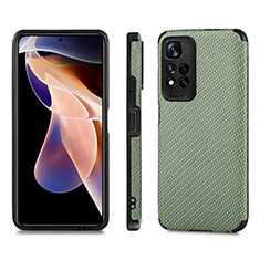 Custodia Silicone Ultra Sottile Morbida Cover con Magnetico S02D per Xiaomi Redmi Note 11 Pro+ Plus 5G Verde