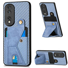 Custodia Silicone Ultra Sottile Morbida Cover con Magnetico S03D per Huawei Honor 80 Pro 5G Blu