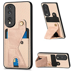 Custodia Silicone Ultra Sottile Morbida Cover con Magnetico S03D per Huawei Honor 80 Pro 5G Oro