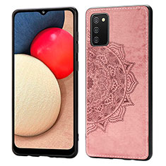 Custodia Silicone Ultra Sottile Morbida Cover con Magnetico S03D per Samsung Galaxy A03s Oro Rosa