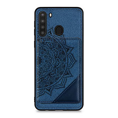 Custodia Silicone Ultra Sottile Morbida Cover con Magnetico S03D per Samsung Galaxy A21 Blu