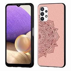 Custodia Silicone Ultra Sottile Morbida Cover con Magnetico S03D per Samsung Galaxy A32 5G Oro Rosa