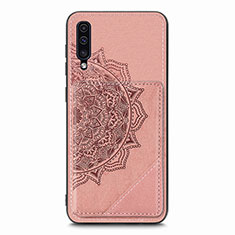 Custodia Silicone Ultra Sottile Morbida Cover con Magnetico S03D per Samsung Galaxy A50S Oro Rosa