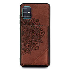Custodia Silicone Ultra Sottile Morbida Cover con Magnetico S03D per Samsung Galaxy A51 5G Marrone