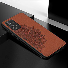 Custodia Silicone Ultra Sottile Morbida Cover con Magnetico S03D per Samsung Galaxy A72 4G Marrone
