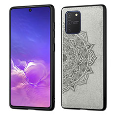 Custodia Silicone Ultra Sottile Morbida Cover con Magnetico S03D per Samsung Galaxy A91 Grigio