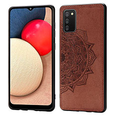 Custodia Silicone Ultra Sottile Morbida Cover con Magnetico S03D per Samsung Galaxy M02s Marrone