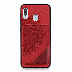 Custodia Silicone Ultra Sottile Morbida Cover con Magnetico S03D per Samsung Galaxy M10S Rosso