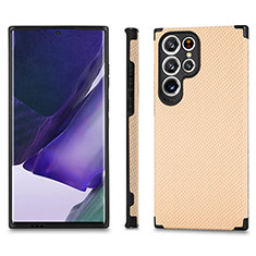 Custodia Silicone Ultra Sottile Morbida Cover con Magnetico S03D per Samsung Galaxy S22 Ultra 5G Oro