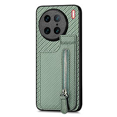 Custodia Silicone Ultra Sottile Morbida Cover con Magnetico S03D per Vivo X90 Pro 5G Verde