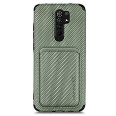 Custodia Silicone Ultra Sottile Morbida Cover con Magnetico S03D per Xiaomi Redmi 9 Prime India Verde