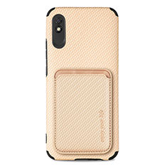 Custodia Silicone Ultra Sottile Morbida Cover con Magnetico S03D per Xiaomi Redmi 9AT Oro