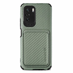 Custodia Silicone Ultra Sottile Morbida Cover con Magnetico S03D per Xiaomi Redmi K40 5G Verde